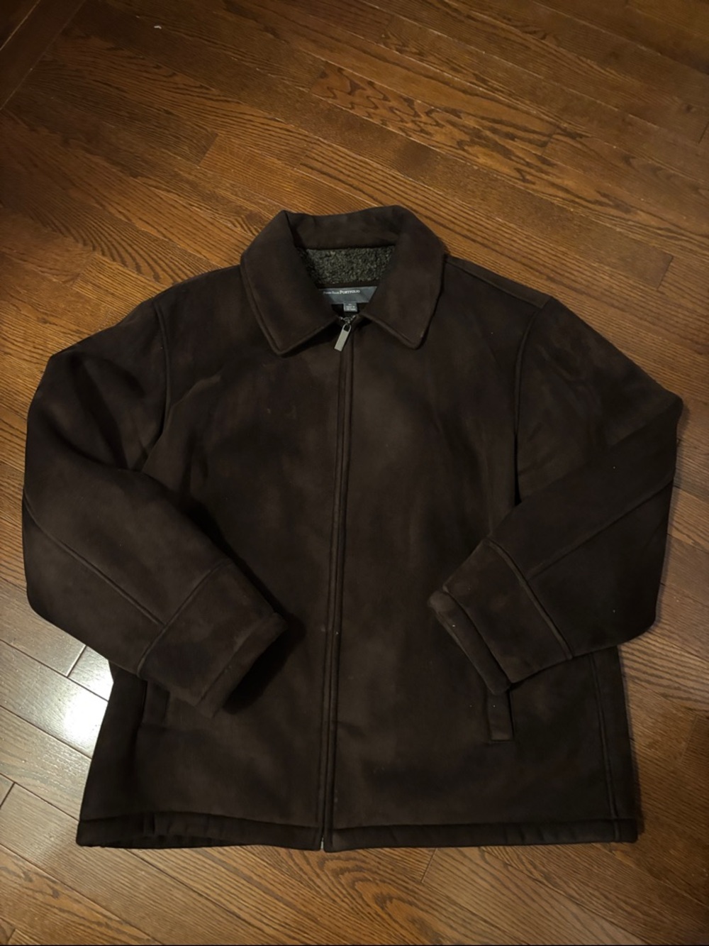 Men's Perry Ellis Dark Brown Zip-Front Faux Suede Jacket